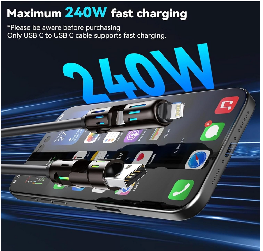 4-in-1 multi USB charging cable charging multiple devices